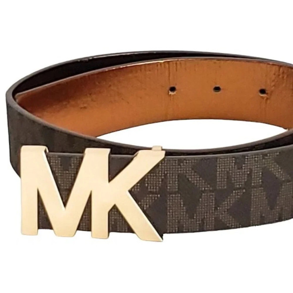 NWT Michael Kors Signature Brown Gold Belt- Small - Picture 1 of 7